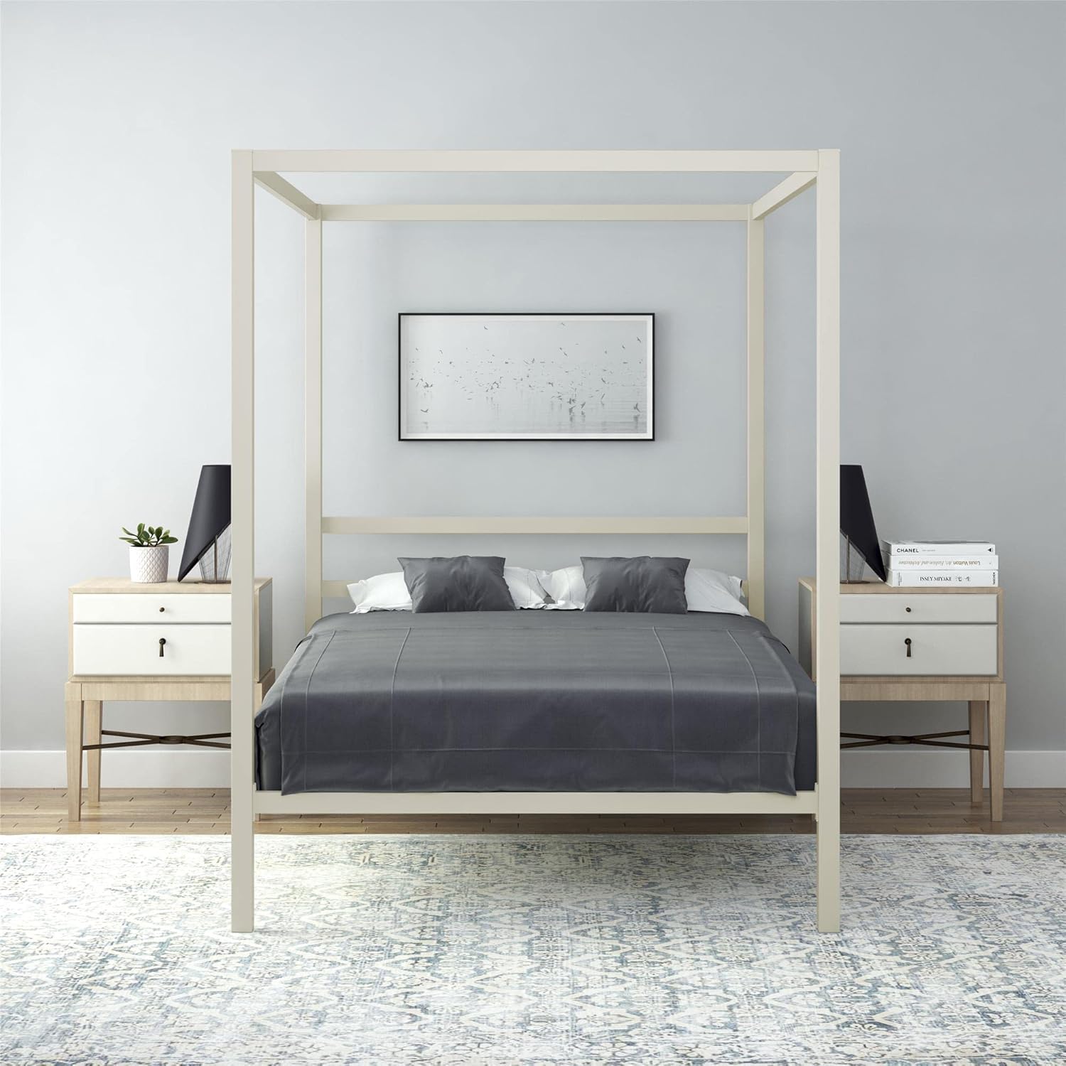 White Full Metal Canopy Bed M46695
