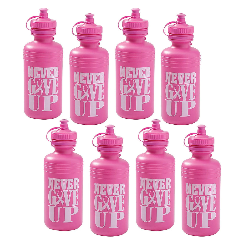 Pink Ribbon Reusable BPA-Free Plastic Water Bottles Bulk 60 Ct F76067