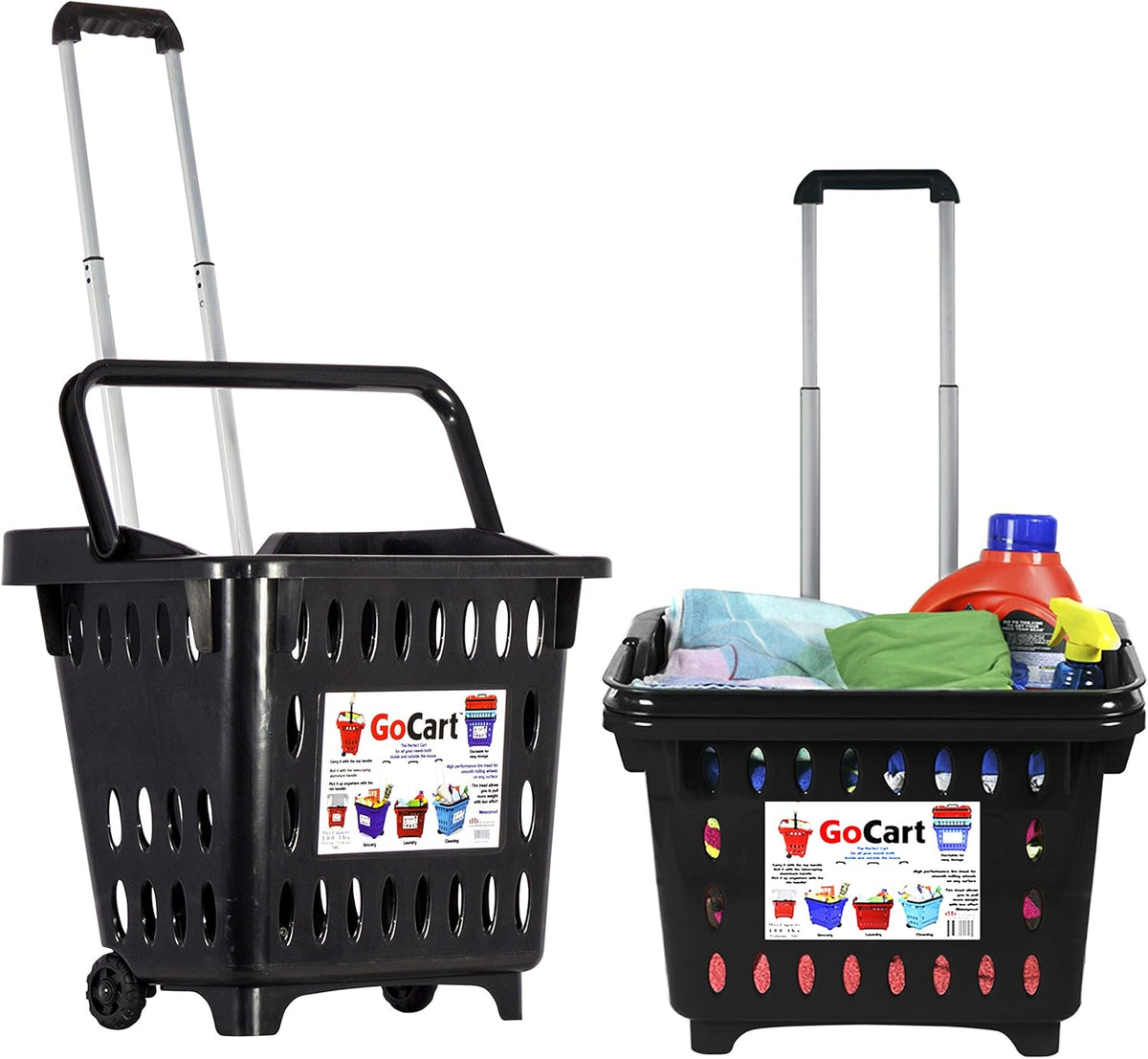 Teal Rolling Grocery Cart with Telescopic Handle T358