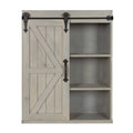 Rustic Gray Wood Wall Storage Cabinet with Sliding Barn Door A8844