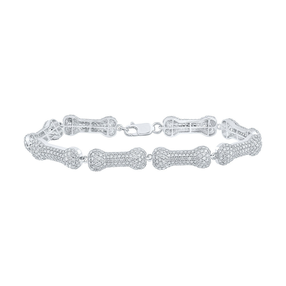 10kt White Gold Diamond Dog Bone Bracelet C67459