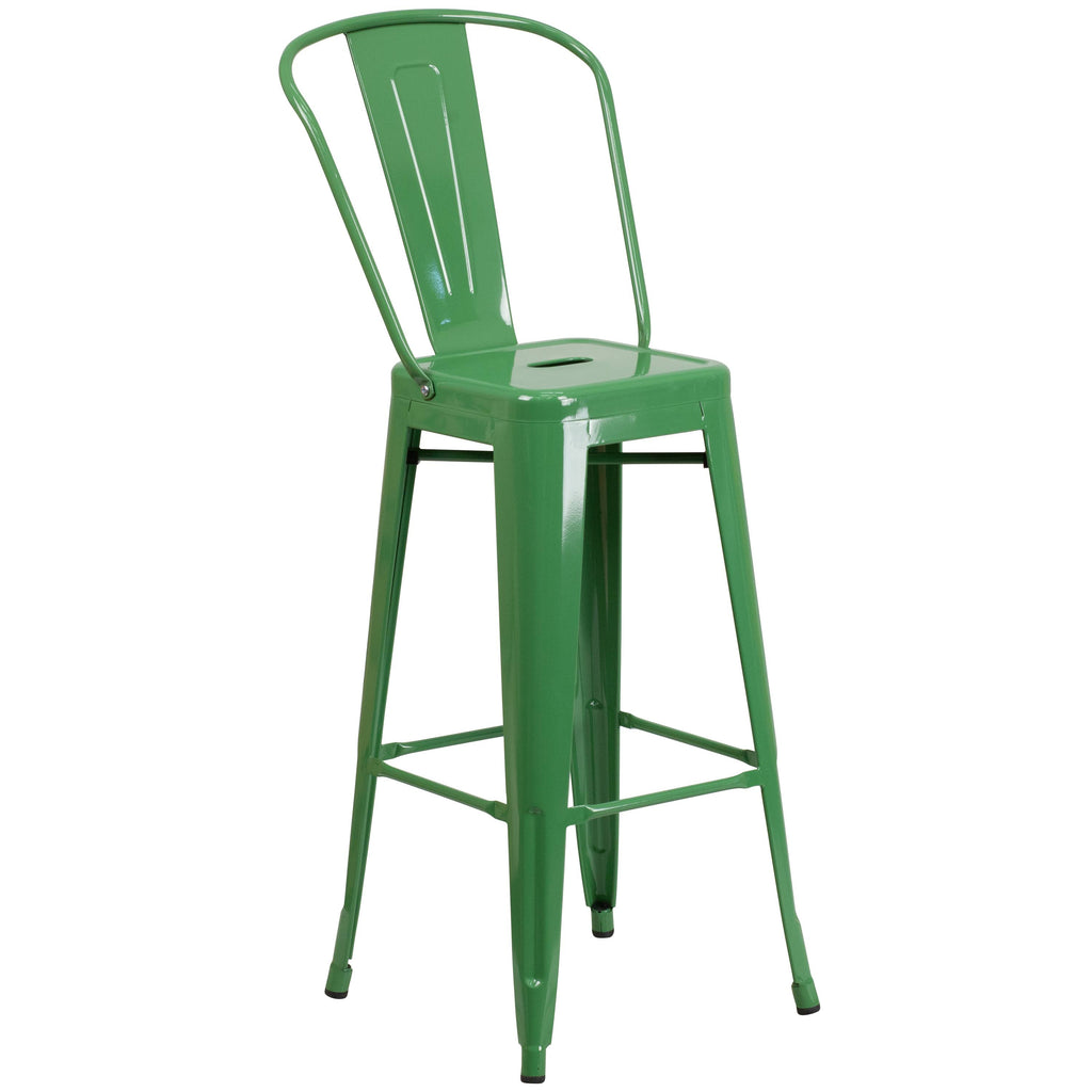Round Green Metal Bar Table Set with 2 Stools K24398