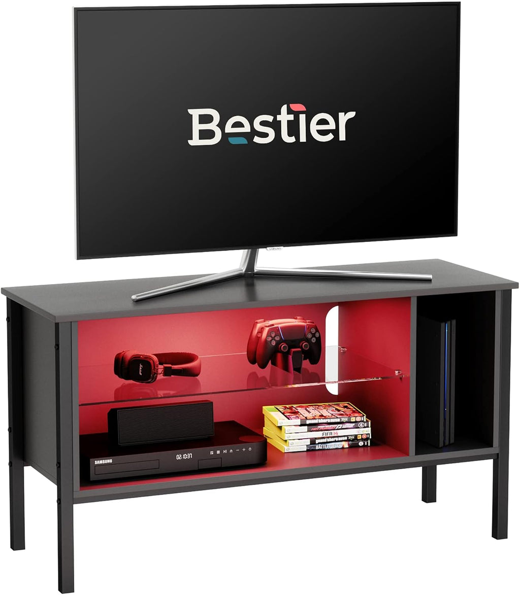 Black Carbon Fiber TV Stand with LED Light X4090