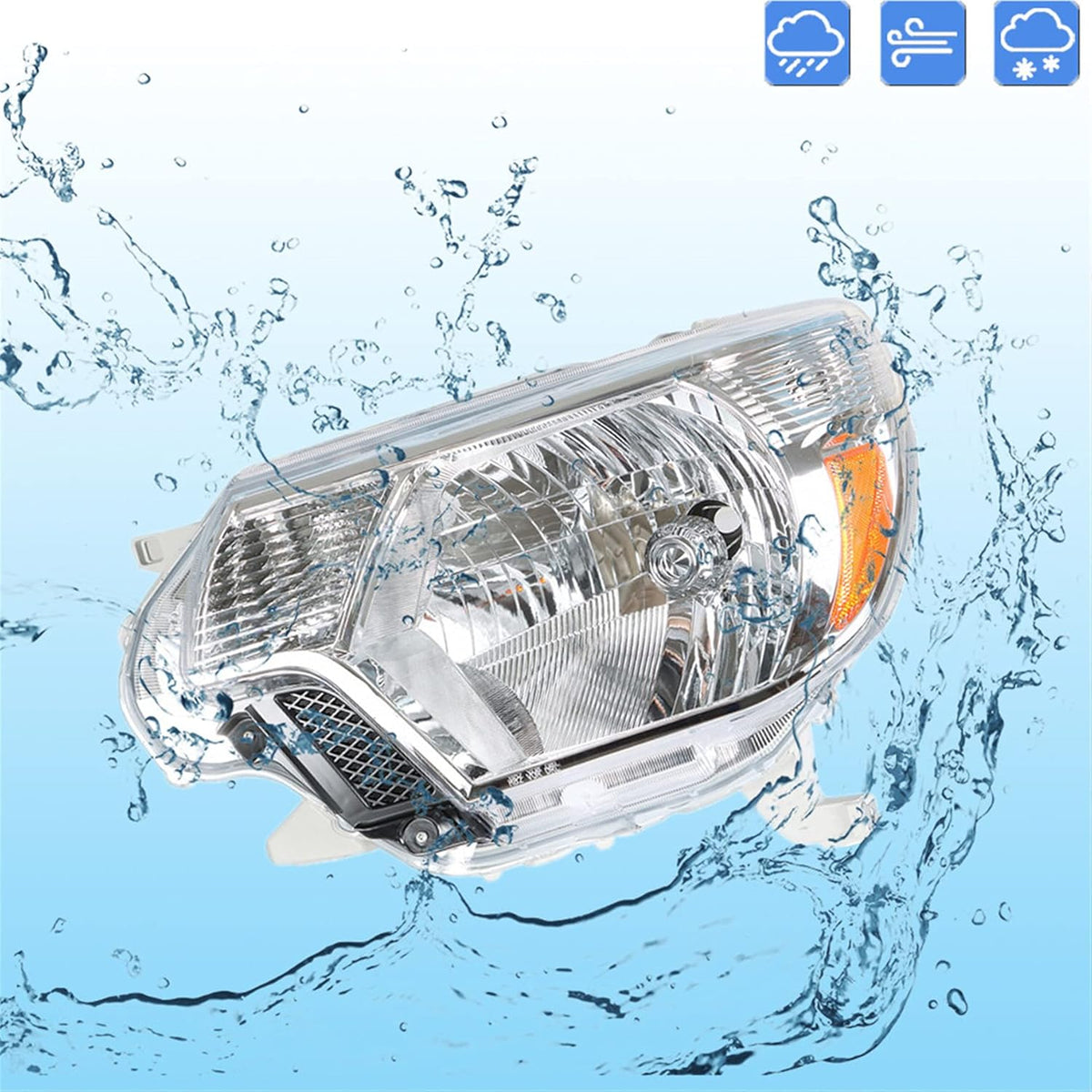 Chrome Housing Headlight Assembly with Amber Reflector for 2012-2015 Toyota Tacoma L693494