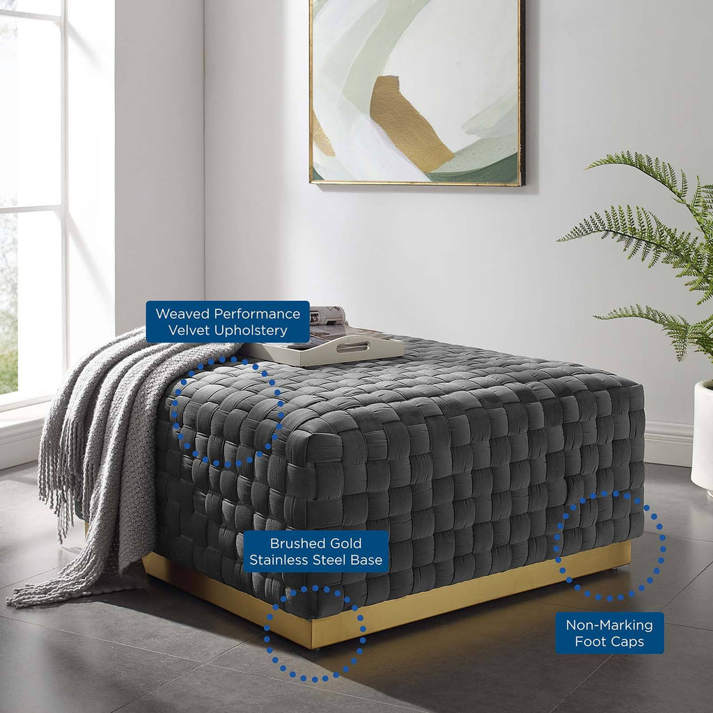 Gray Square Velvet Ottoman Z403