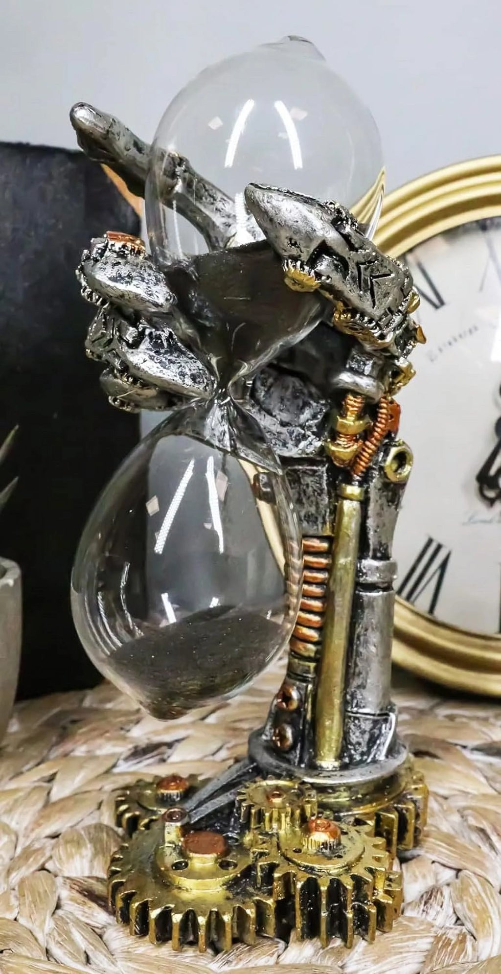 Steampunk Sand Timer with Black Sands Figurine Accent Decor L96319