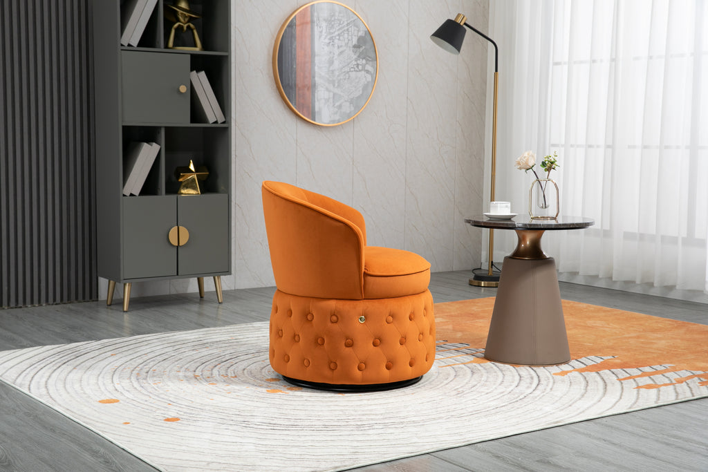 Swivel Cuddle Barrel Accent Sofa Chairs with Wide Upholstered Fluffy Velvet Fabric Chair Y8458