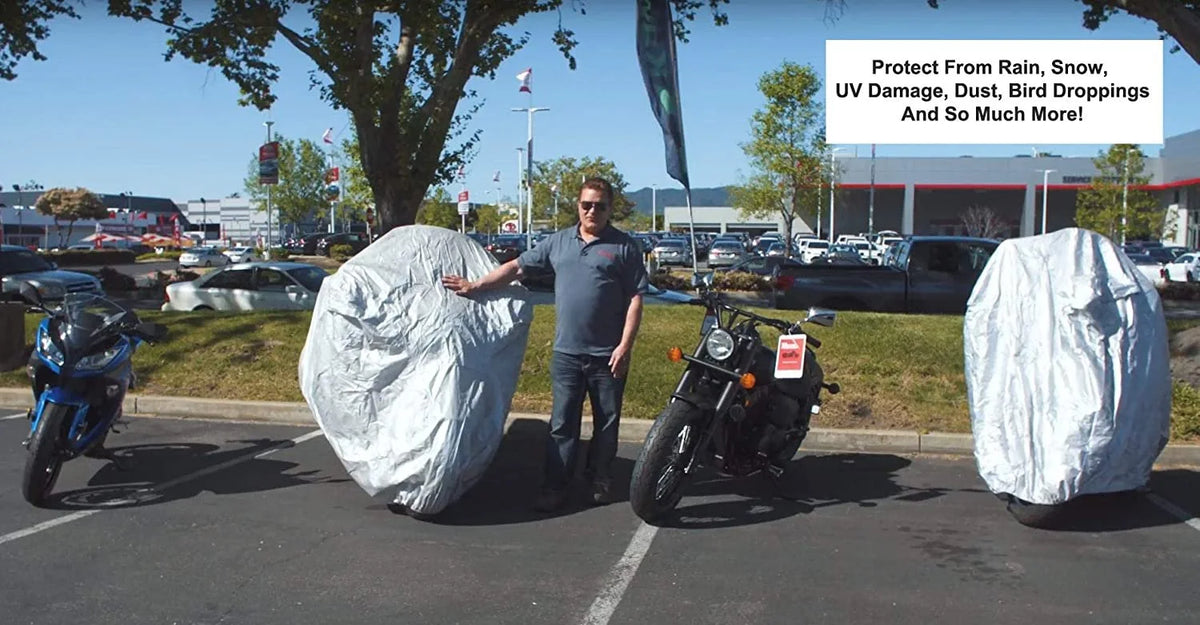 Motorcycle Cover with Reinforced Securing Straps and Storage Bag U9308