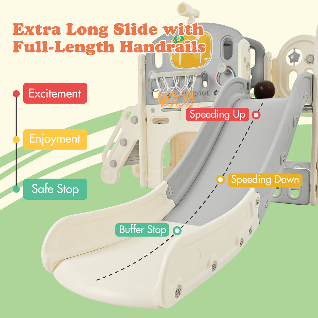 9 in 1 Kids Slide Playset with Basketball Hoop X672