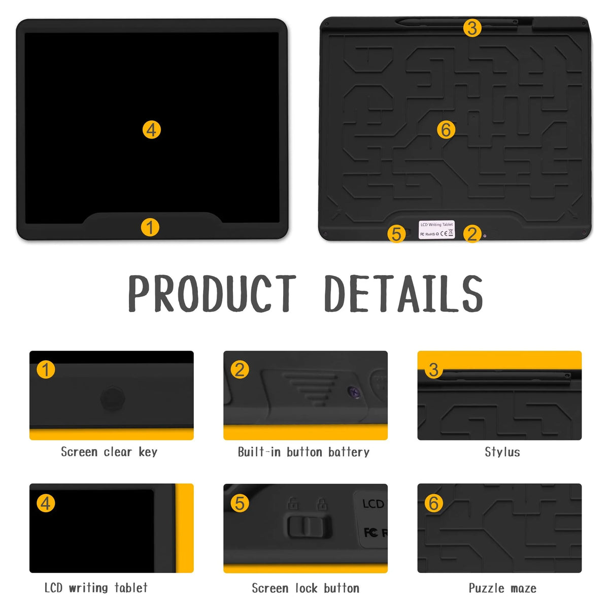 15 Inch LCD Writing Tablet Black W30275