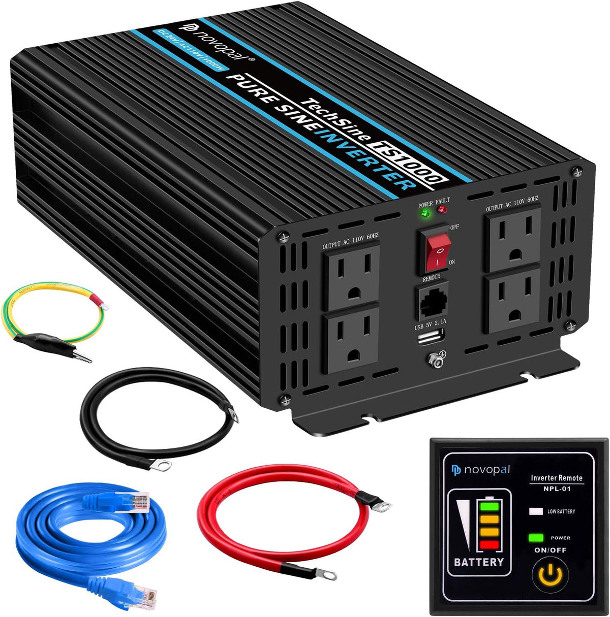 1500 Watt 24V Pure Sine Wave Inverter with 4 AC Outlets M676640