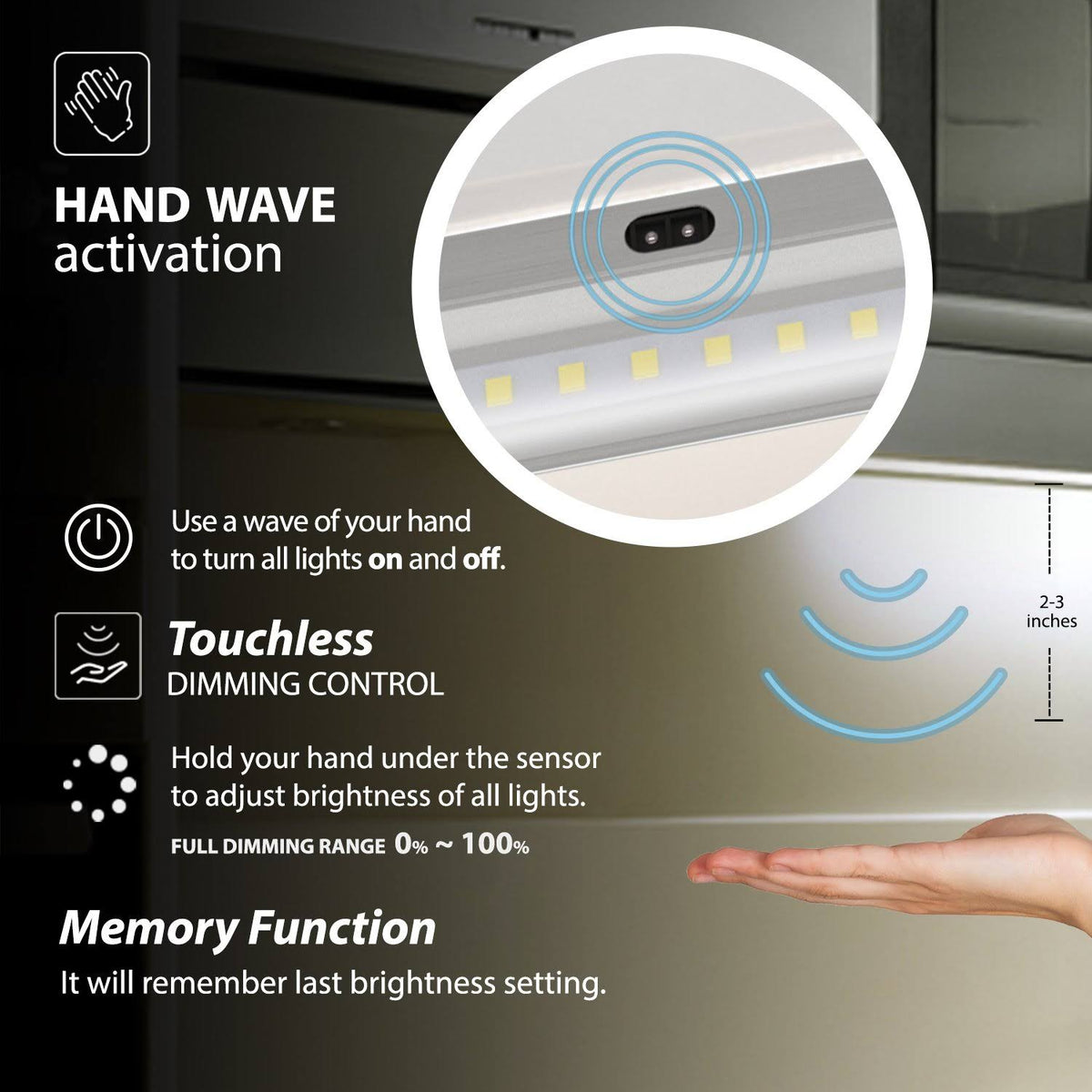 White Finish 3 12 inch Panels LED Dimmable Under Cabinet Lighting O128