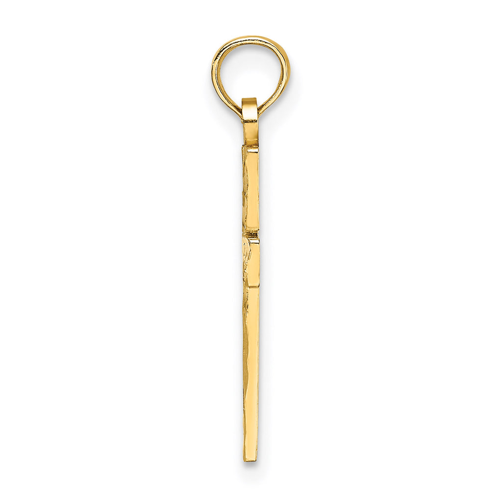 10K Yellow Gold Diamond-Cut Cross Pendant Charm with 14K Yellow Gold Rope Chain Necklace 18'' U10132