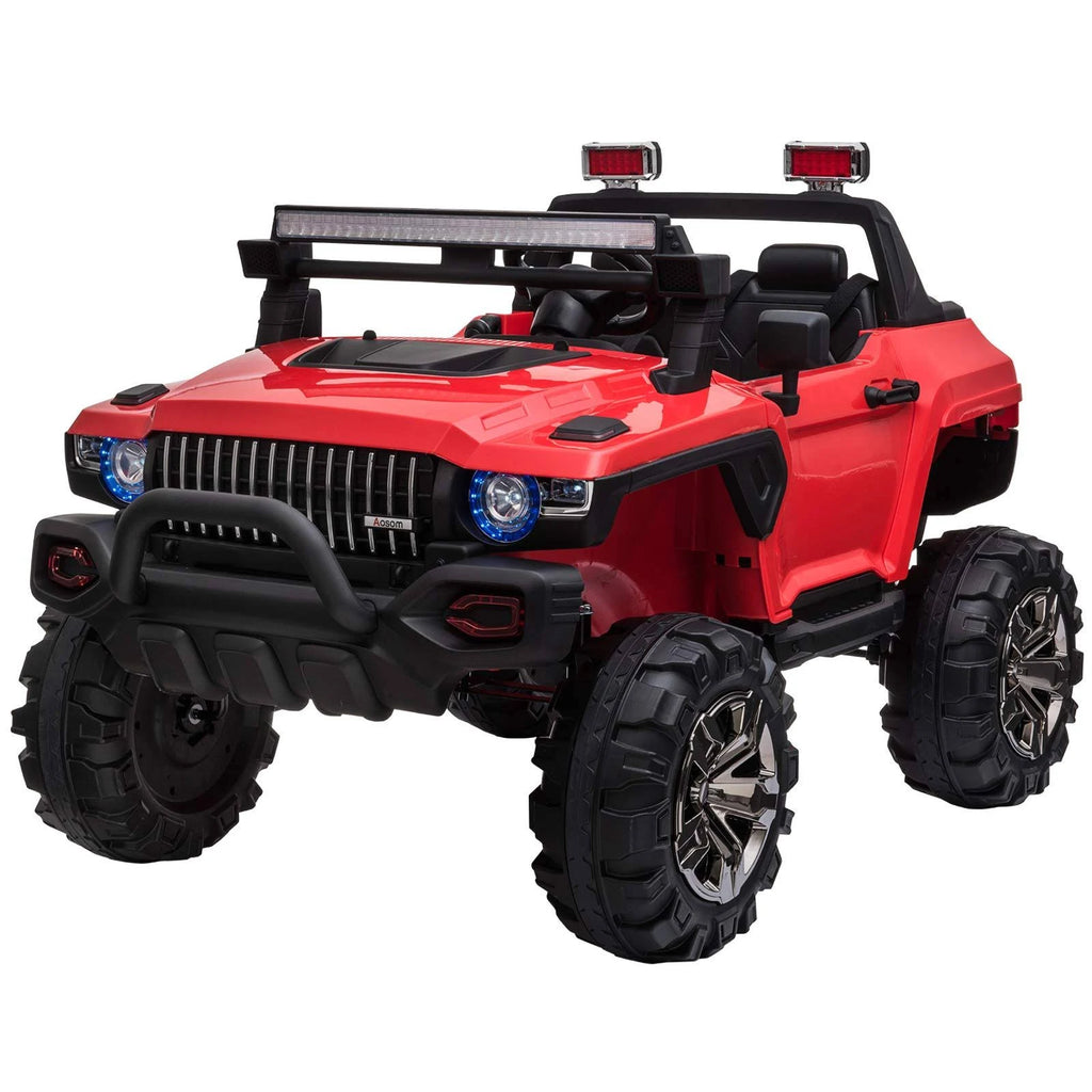 Red 12V Kids Electric 2-Seater Ride on Police Car SUV Truck Toy with Parental Remote Control V36517