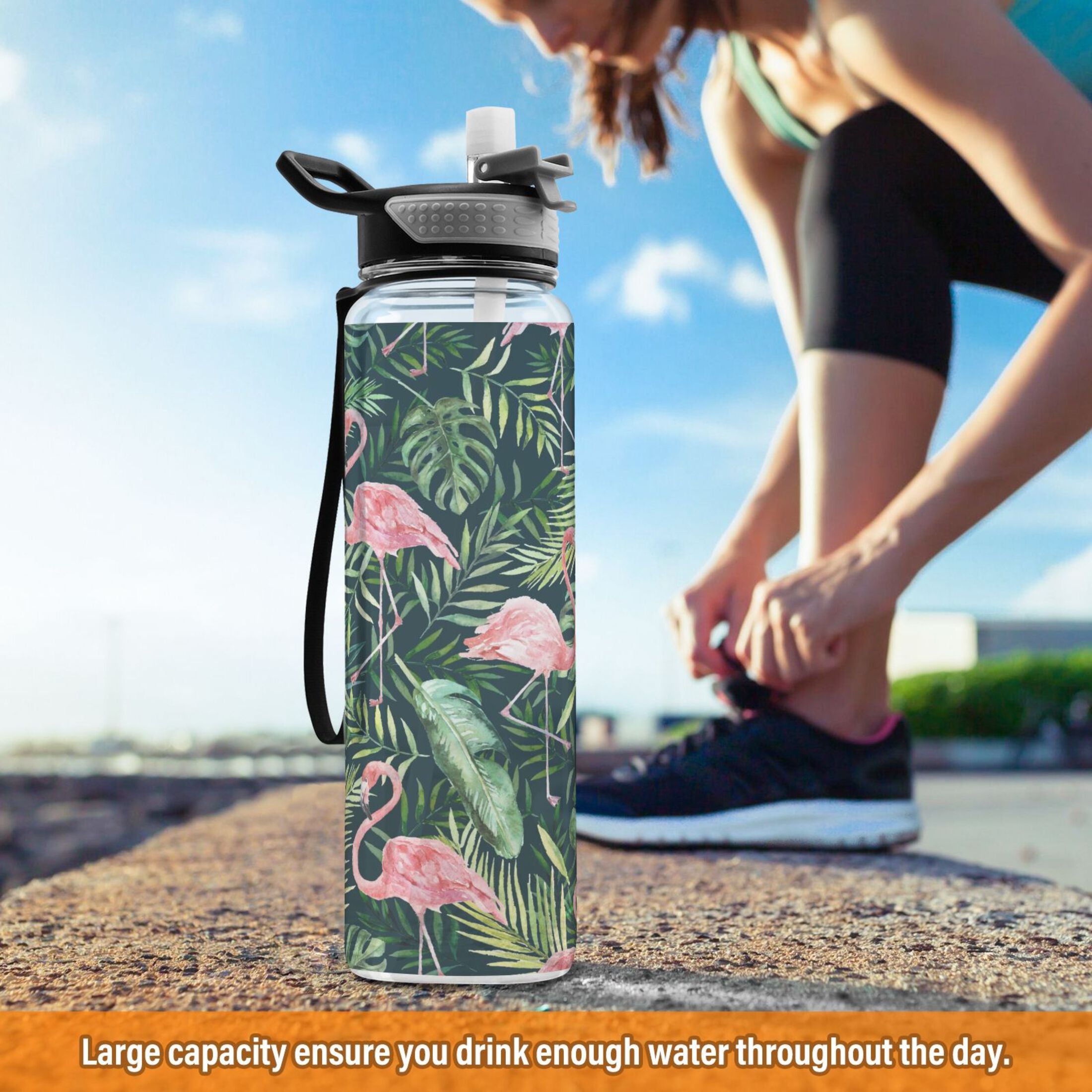 32oz Tritan Leakproof Clear Water Bottle with Straw F7592