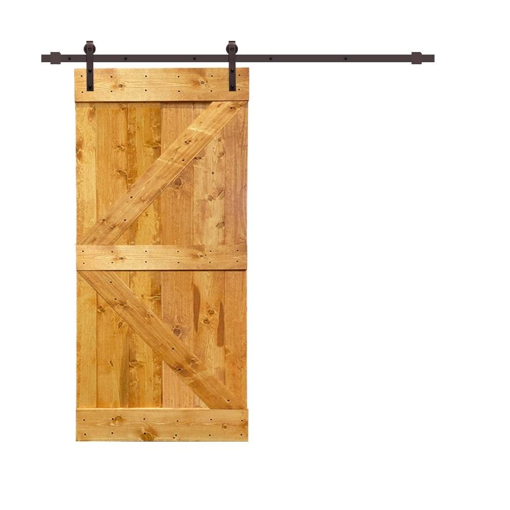 Cherry Red Stained Wood Sliding Barn Door with Hardware Kit Y725310