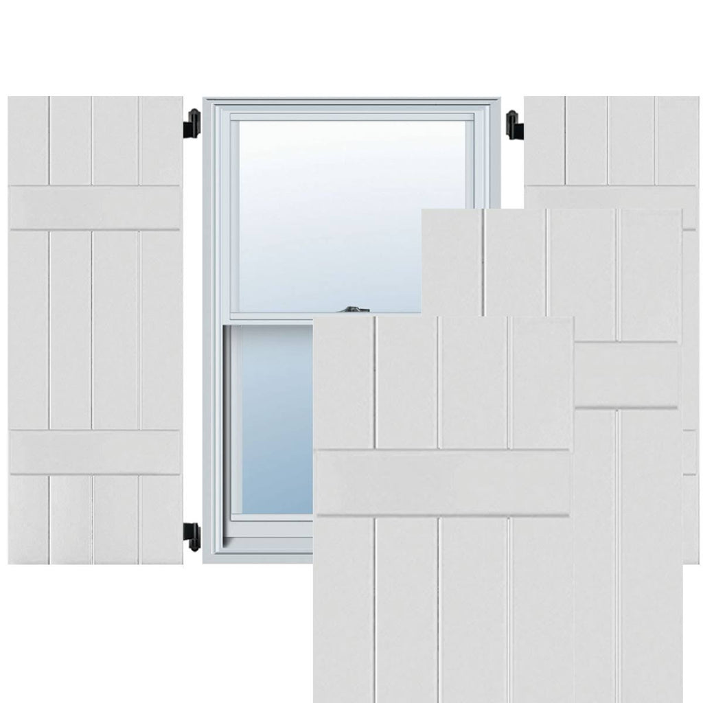 Primed Sapele Mahogany Board and Batten Shutters Pair V17497