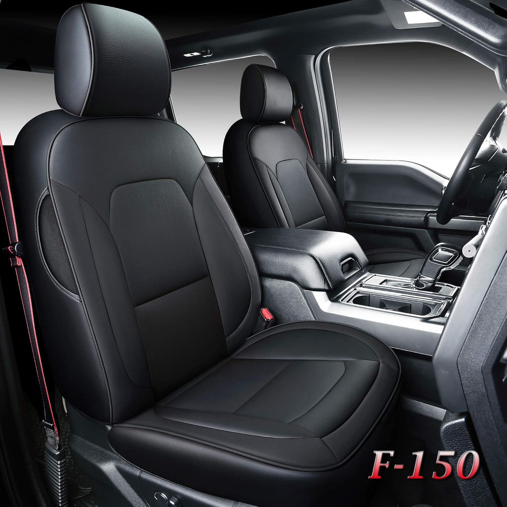 Black Waterproof Leather 5 Piece Truck Seat Covers E536568