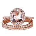 2 Carat Morganite and Diamond Trio Ring Set in 10k Rose Gold H3840