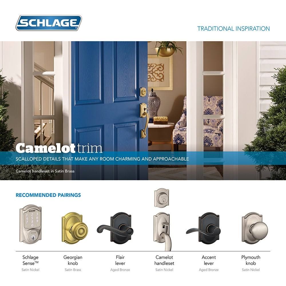 Double Cylinder Sectional Handleset with Left Handed Acc - Satin Nickel S97252