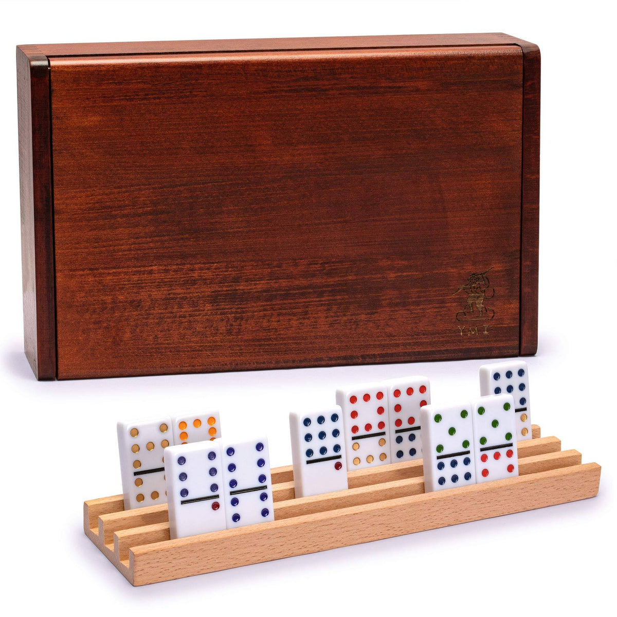 91 Tiles Double 12 Dominoes Game Set with Wooden Case and 4 Racks D8933