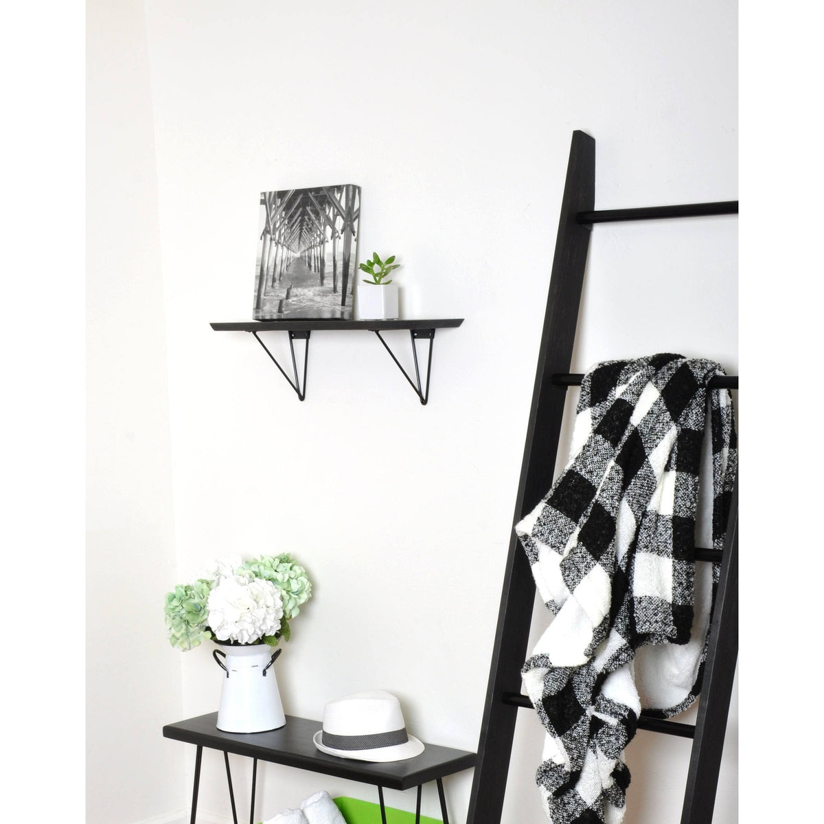 Dark Brown Wood Bracket Shelf J303
