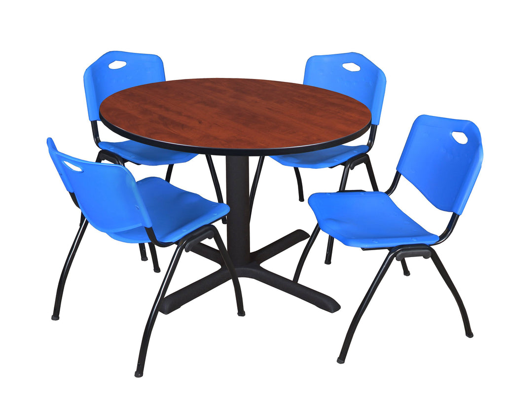 48x22 Round Breakroom Table with 4 Stack Chairs N6343