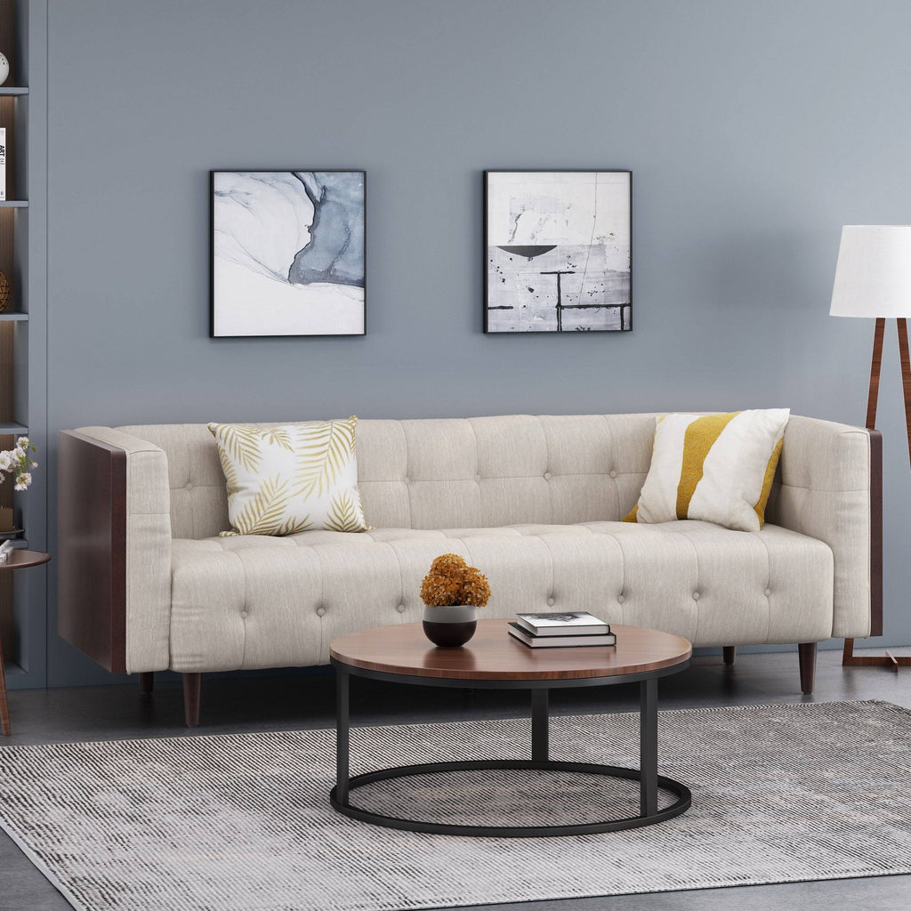 Tufted 3 Seater Sofa Beige/Brown N385