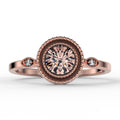 1.10 Carat Round Cut Morganite And Diamond Moissanite Engagement Ring in 925 Sterling Silver With 18k Rose Gold Plating O8788