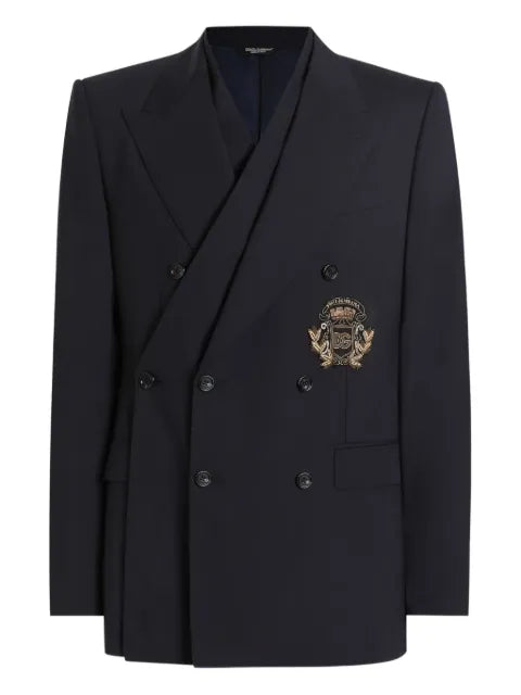 Dolce & Gabbana double-breasted crest-embellished blazer