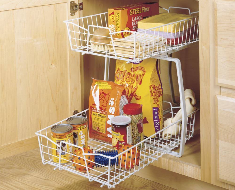 White 2 Tier Kitchen Cabinet Organizer D191366