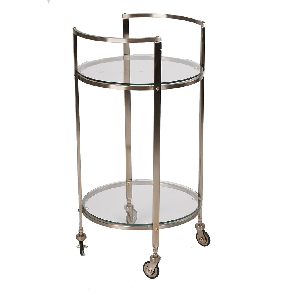 2 Tier Metal Bar Cart with Glass Top Z891088