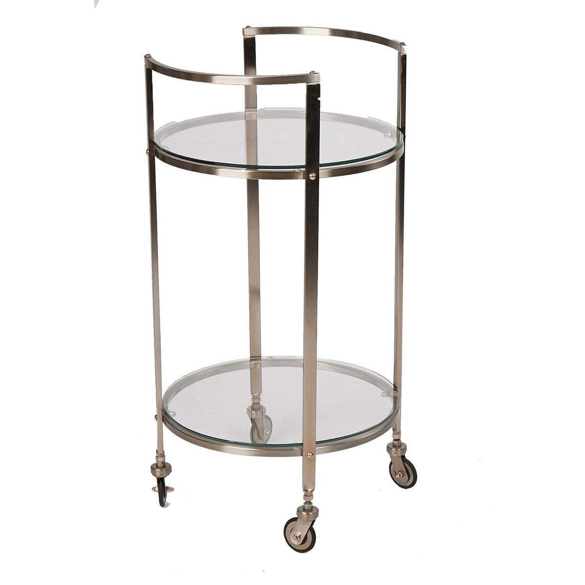 2 Tier Metal Bar Cart with Glass Top Z891088