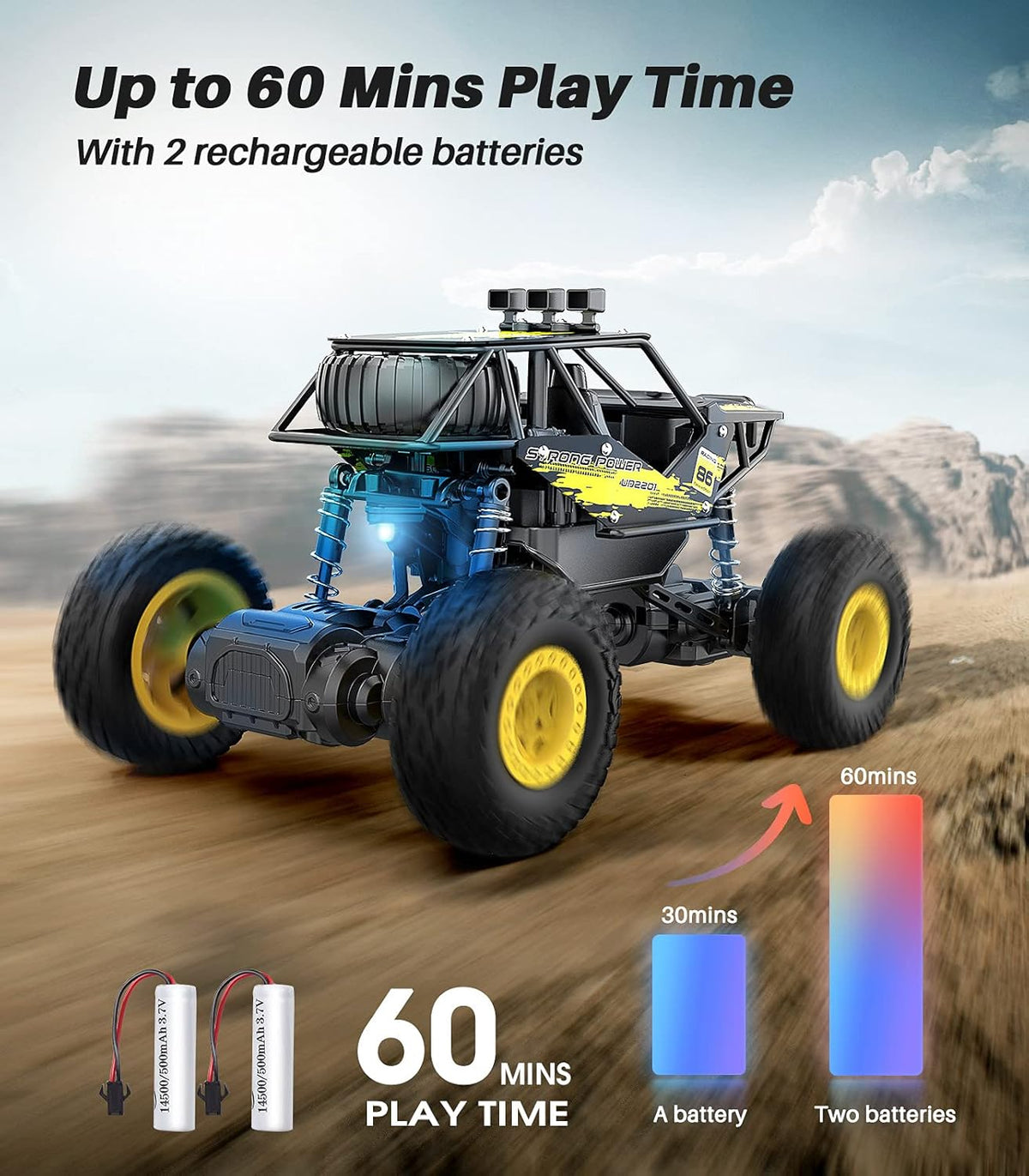 Metal 1:20 Scale 2WD Monster Truck RC Car with 2 Rechargeable Batteries M825663