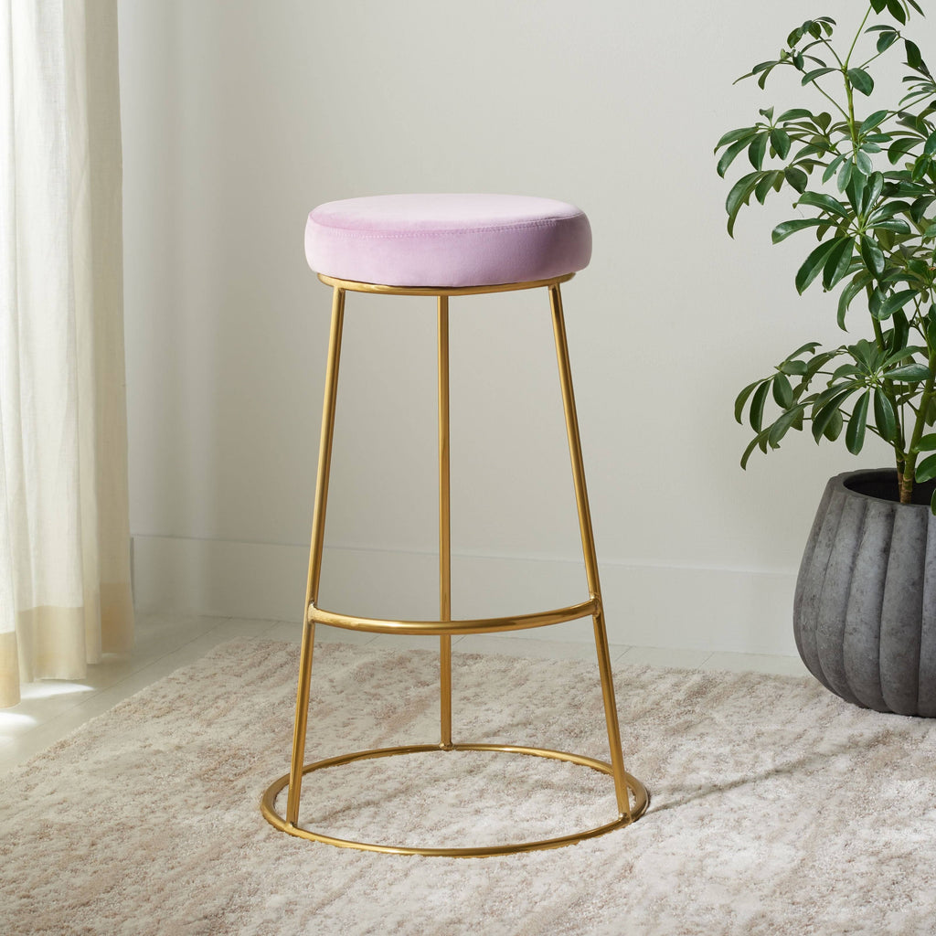 Lilac / Gold Round Bar Stool T393