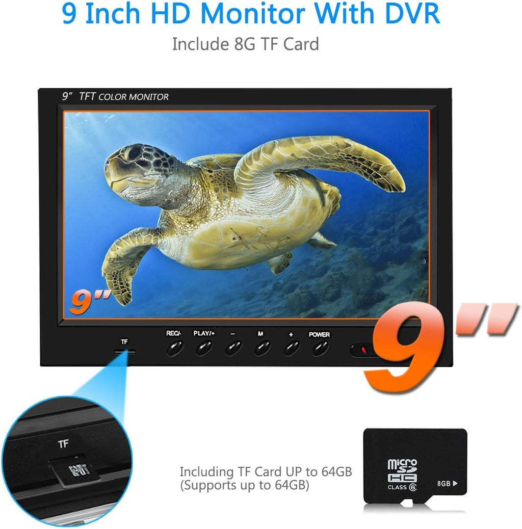 9 inch 720P HD LCD Monitor Underwater Ice Fishing Camera with 38 LEDs W6093