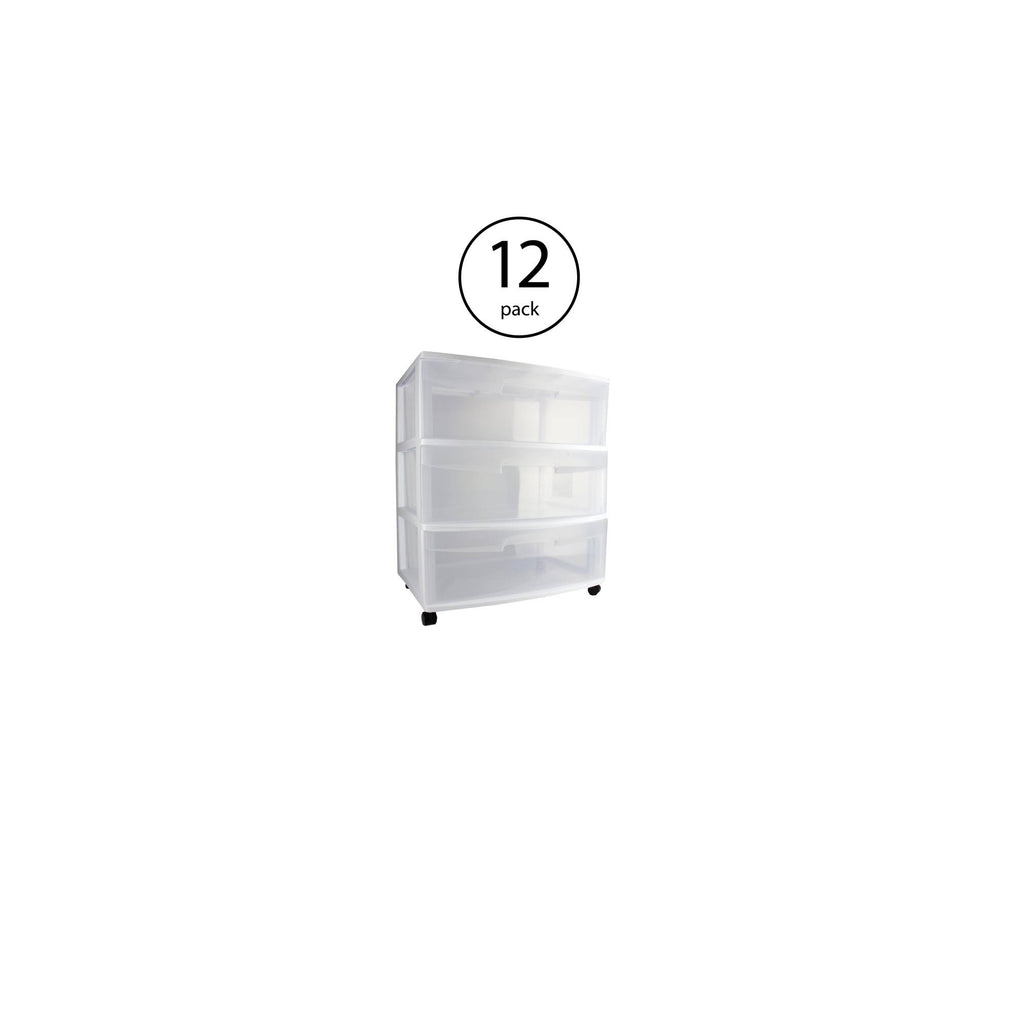 3 Drawer Wide Storage Cart with Caster (12 Pack) Y2372