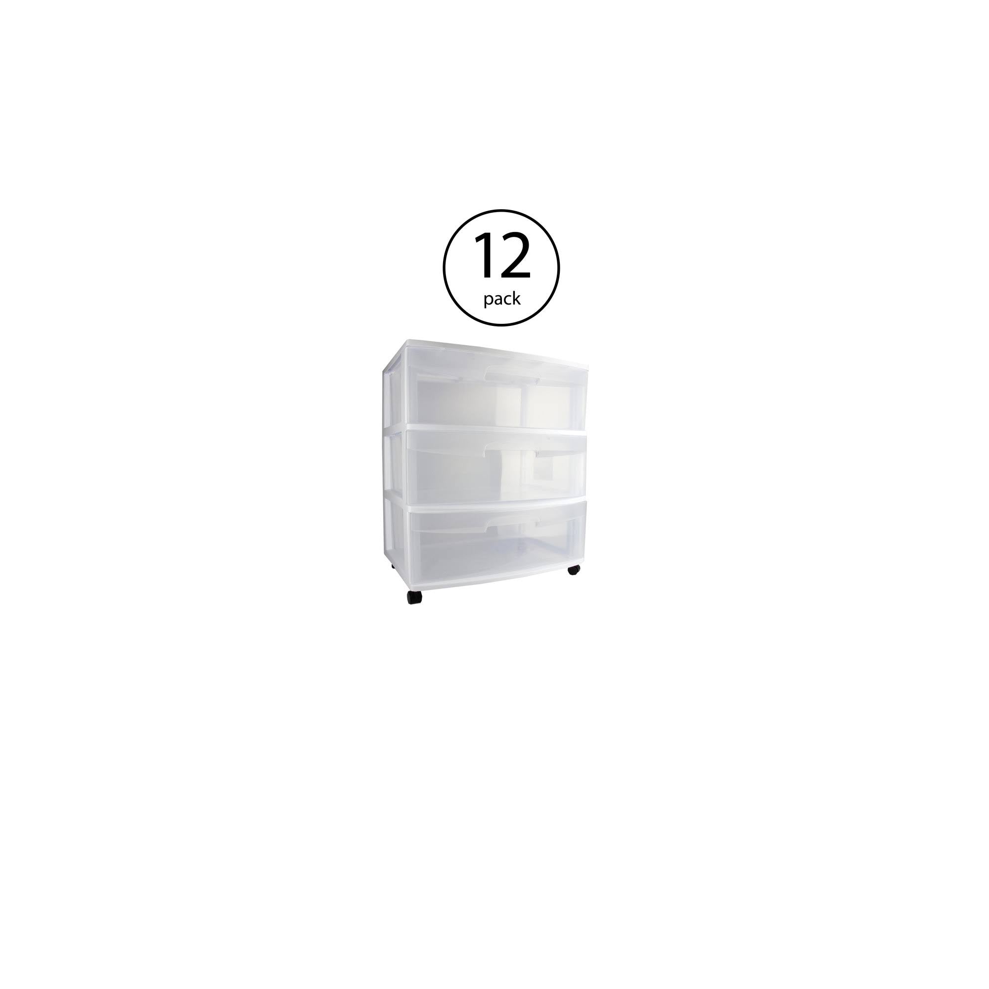 3 Drawer Wide Storage Cart with Caster (12 Pack) Y2372
