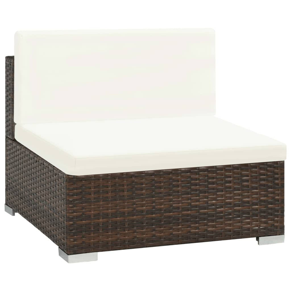 6 Piece Brown Poly Rattan Outdoor Sectional Sofa Set with Coffee Table B254