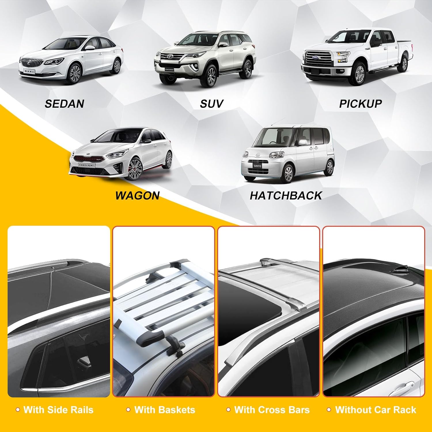 Yellow Waterproof Car Rooftop Cargo Carrier I559