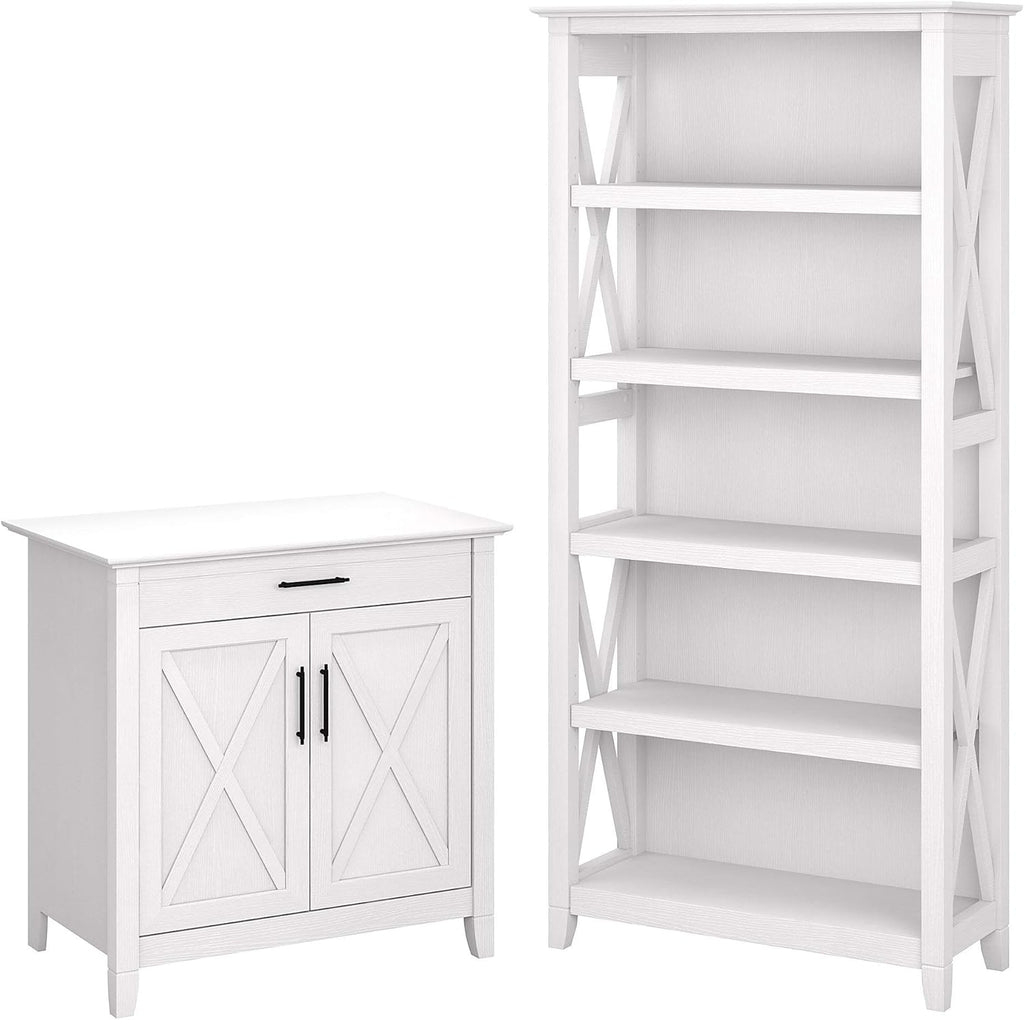 Bing Cherry Secretary Desk With 5 Shelf Bookcase L38110