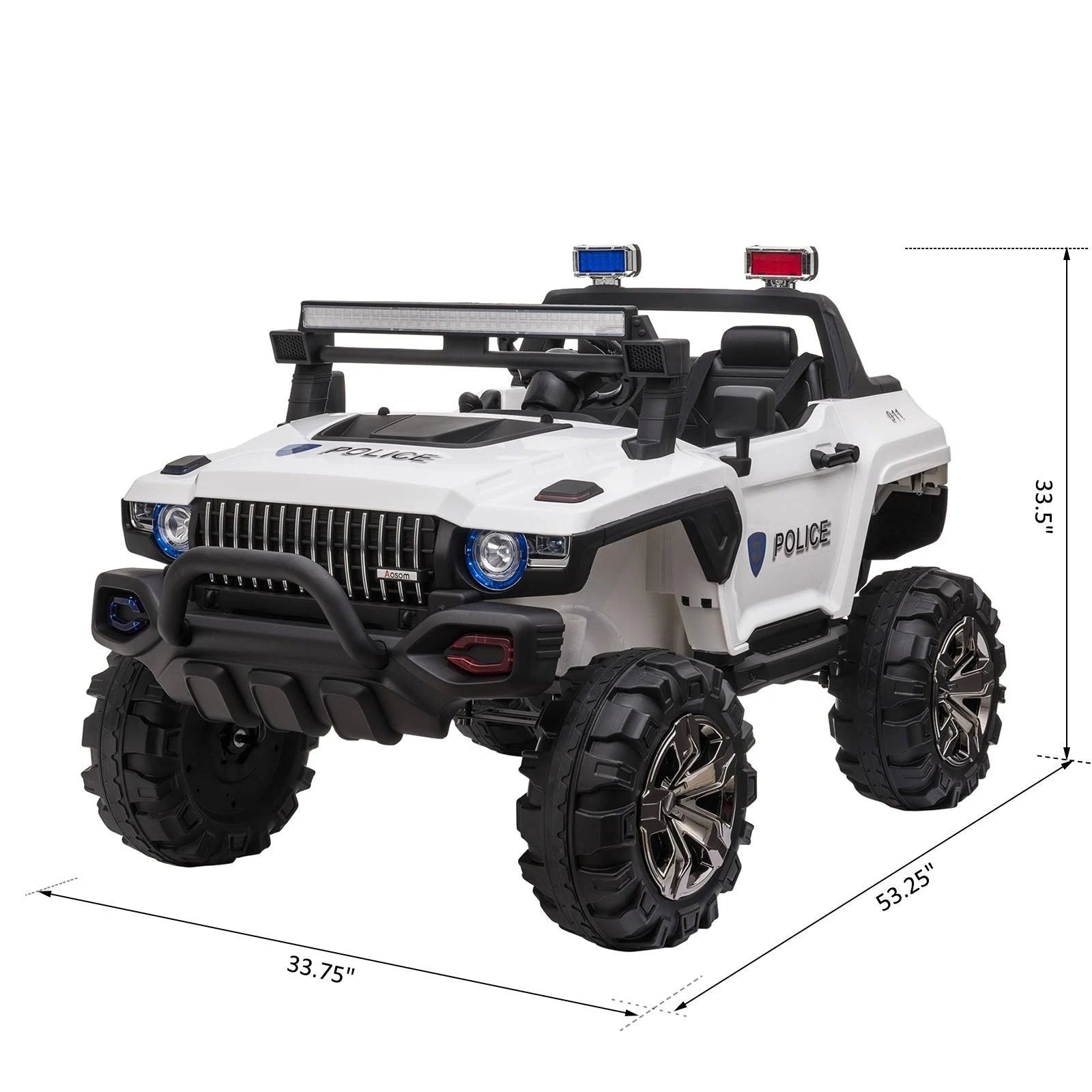 Red 12V Kids Electric 2-Seater Ride on Police Car SUV Truck Toy with Parental Remote Control V36517