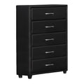Black 5 Drawer Leatherette Wooden Frame Chest with Tapered Legs K84144