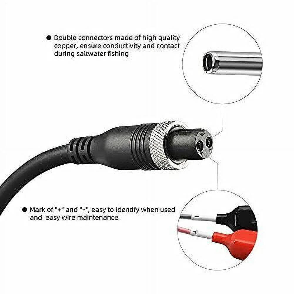 3.0M 2 Pin Electric Fishing Reel Battery Power Cord with Crocodile Clip Cable X5821