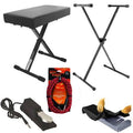Padded Keyboard Bench with Single-X Keyboard Stand and Universal Sustain Pedal U560251