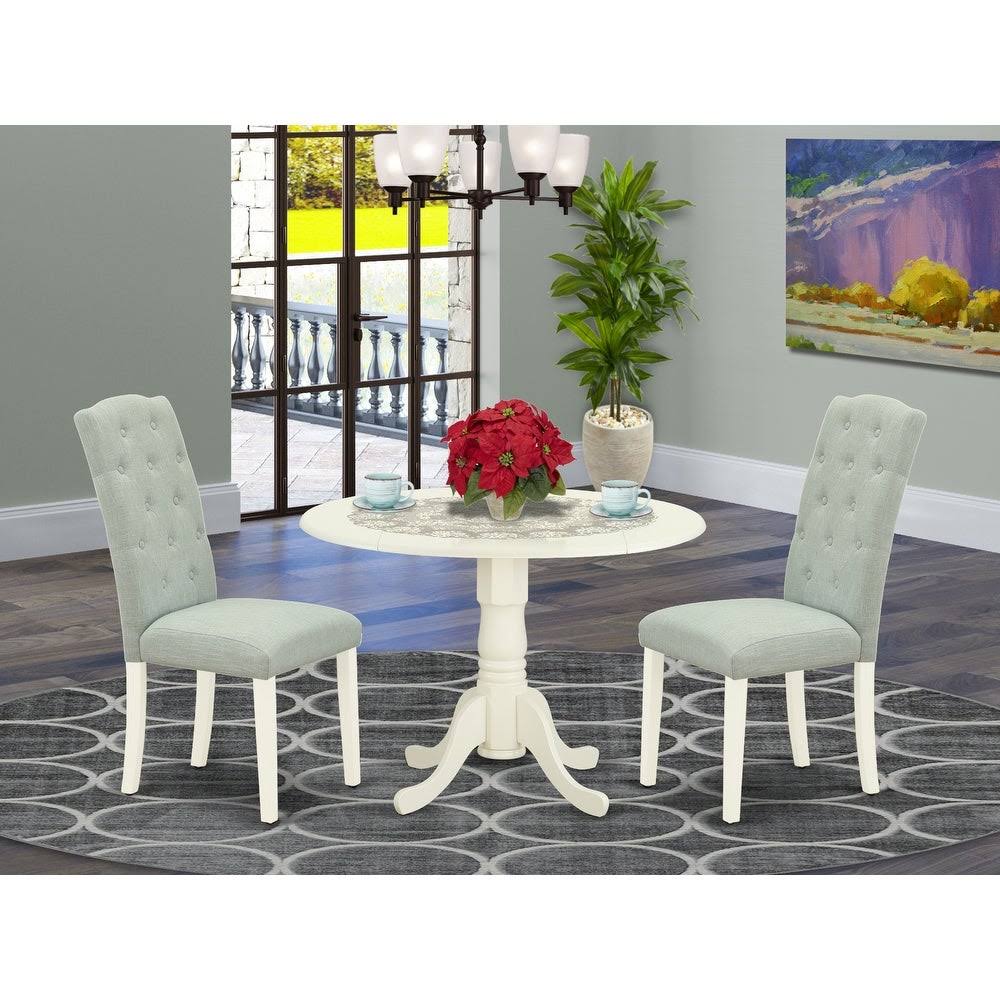 3 Piece Linen White Baby Blue Dinette Set A5570