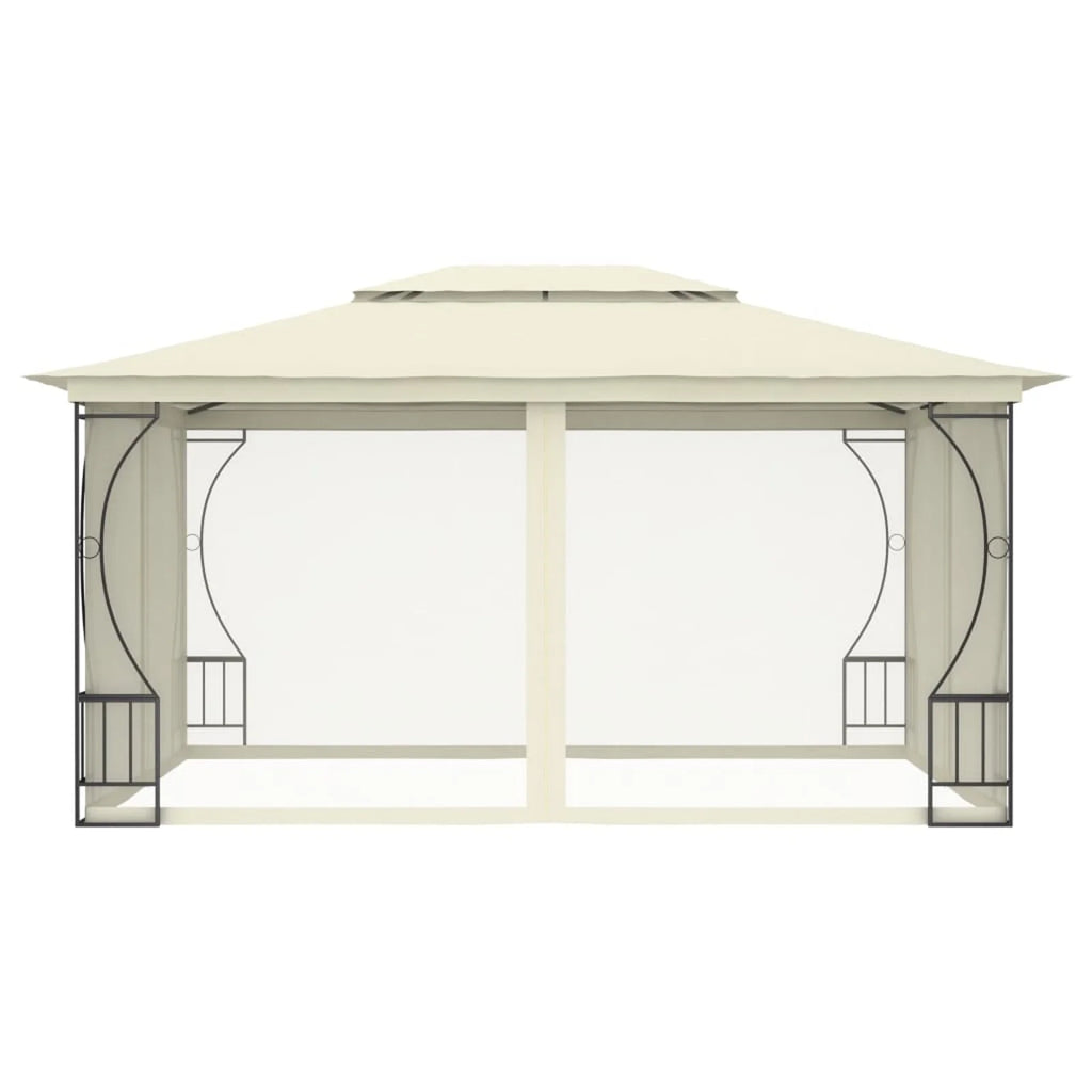 Party Tent Outdoor Gazebo Canopy with Nets Sun Shade Shelter Steel Frame Cream 9.8ft x 13.1ft x 8.7ft Z72331