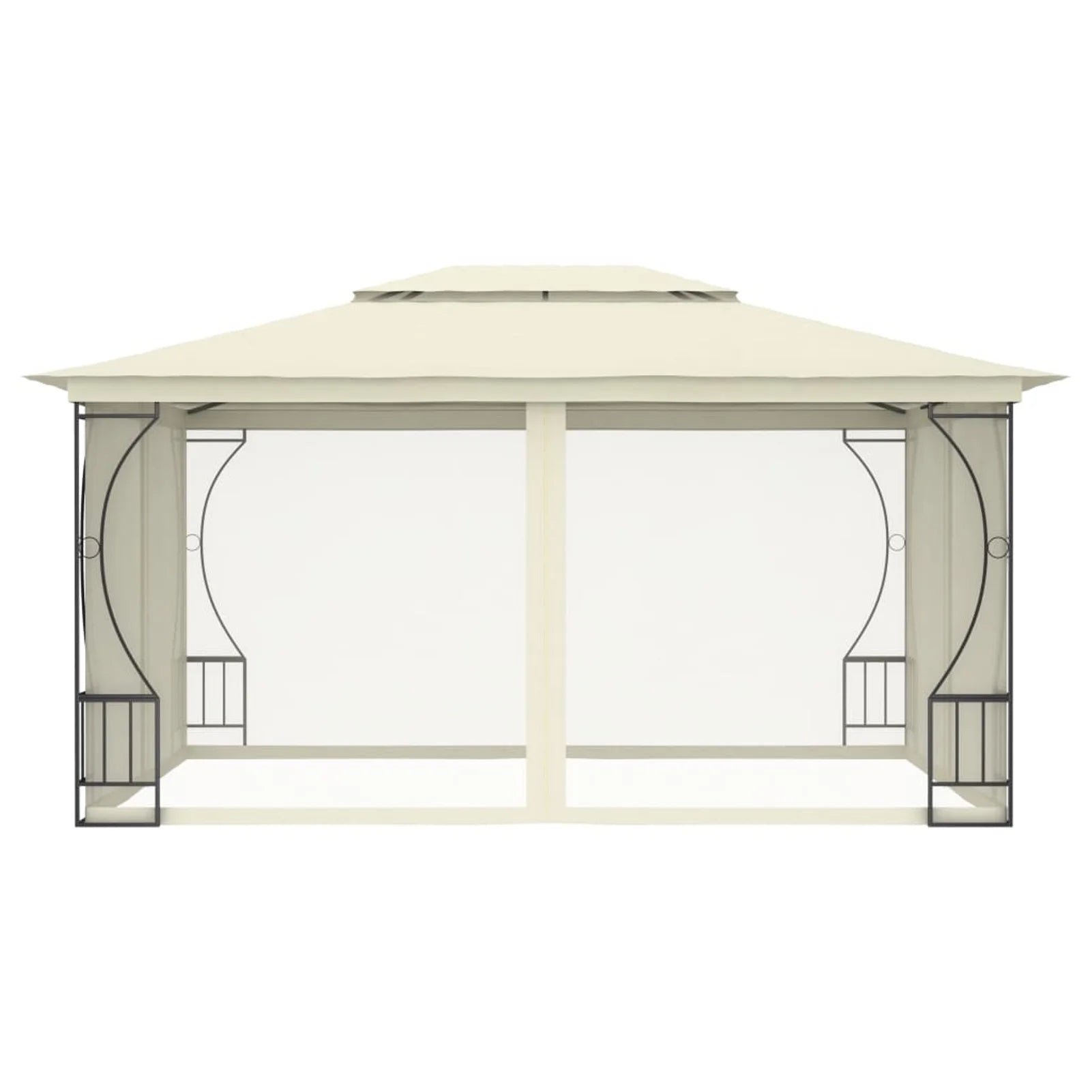 Party Tent Outdoor Gazebo Canopy with Nets Sun Shade Shelter Steel Frame Cream 9.8ft x 13.1ft x 8.7ft Z72331