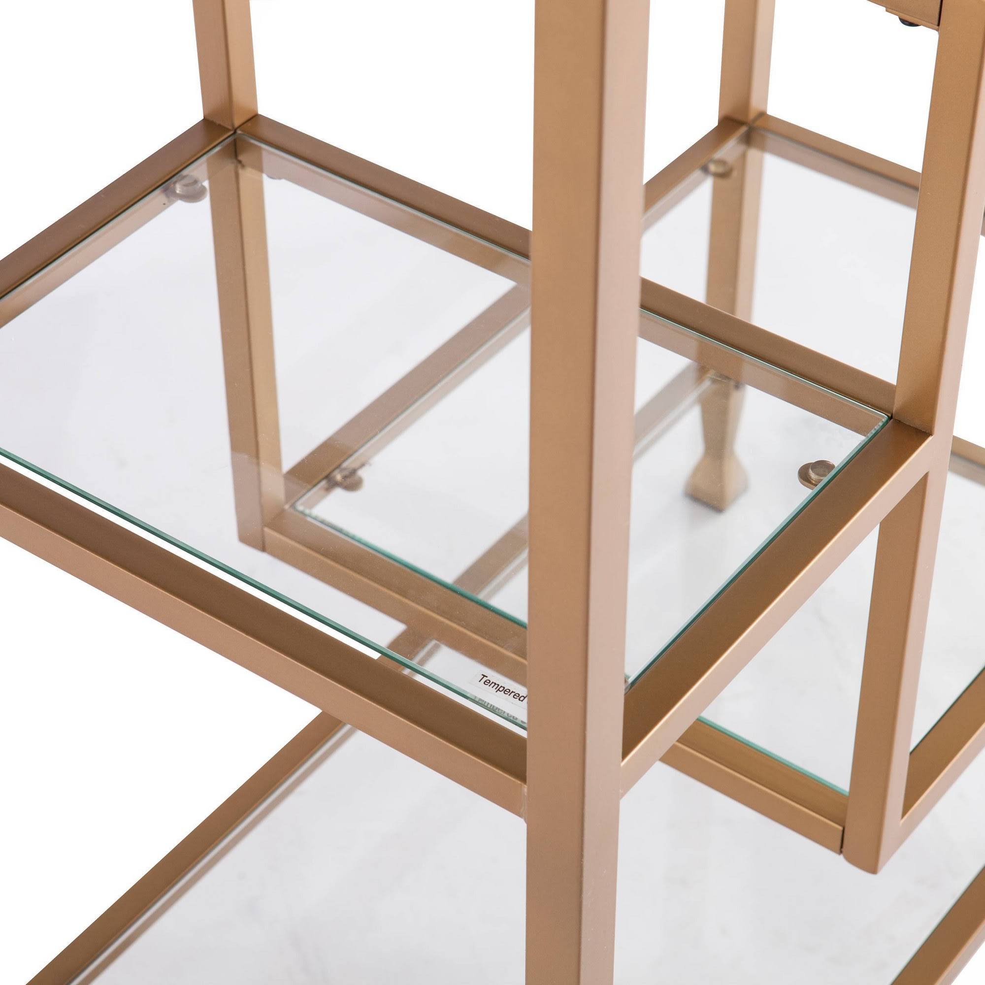 Gold Metal Glass Etagere Bookcase E923