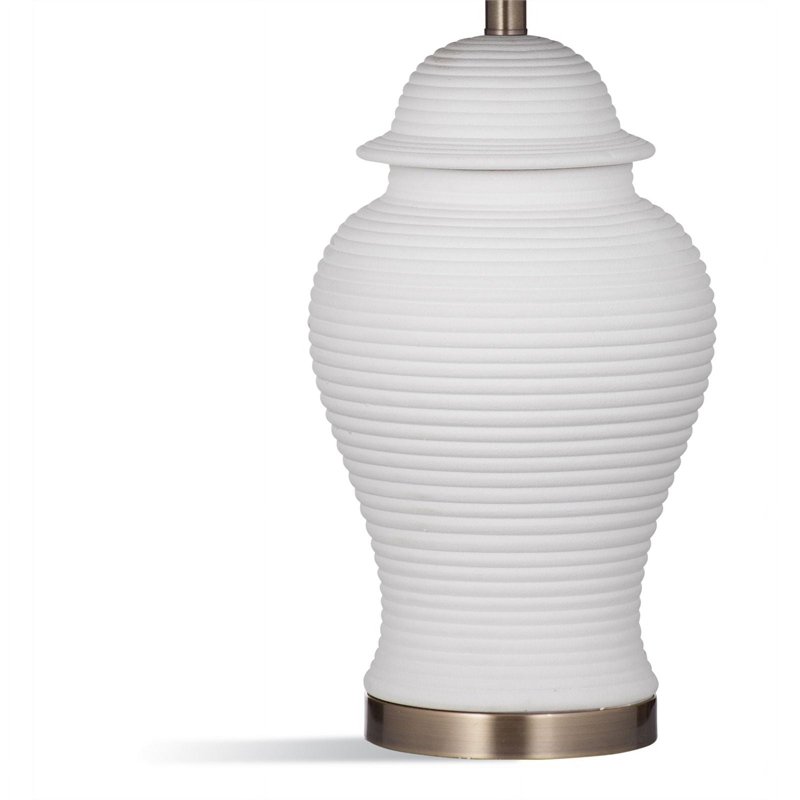 Ceramic Table Lamp with Tapered Shade in White/Gray V2644